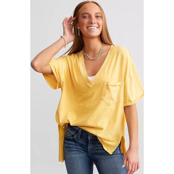 Free People Yellow NWOT Keep Me Oversized T-Shirt Sz Small - Picture 1 of 6